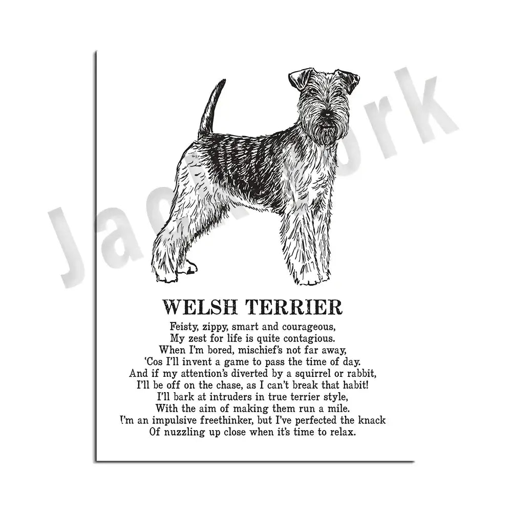Modern framed black & white dog breed poster set bedroom wall decor