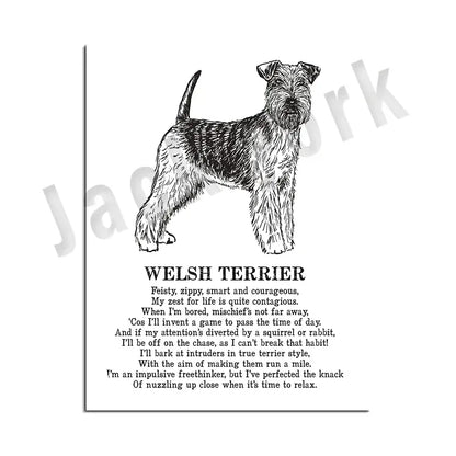Modern framed black & white dog breed poster set bedroom wall decor