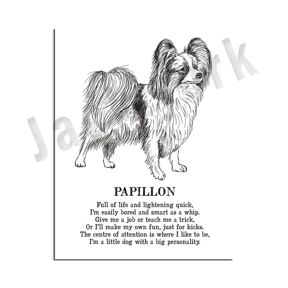Modern framed black & white dog breed poster set bedroom wall decor