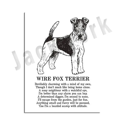 Modern framed black & white dog breed poster set bedroom wall decor
