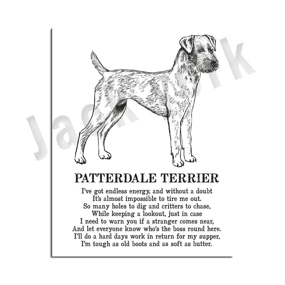 Modern framed black & white dog breed poster set bedroom wall decor