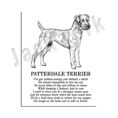 Modern framed black & white dog breed poster set bedroom wall decor
