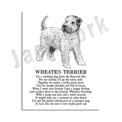 Modern framed black & white dog breed poster set bedroom wall decor