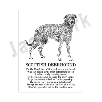 Modern framed black & white dog breed poster set bedroom wall decor