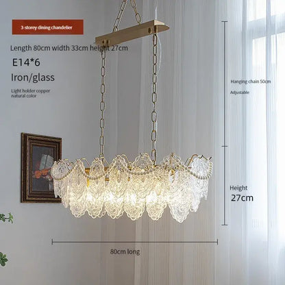 Modern french gold and clear glass led chandelier living room light