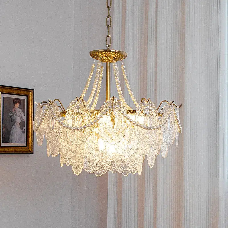 Modern french gold and clear glass led chandelier living room light