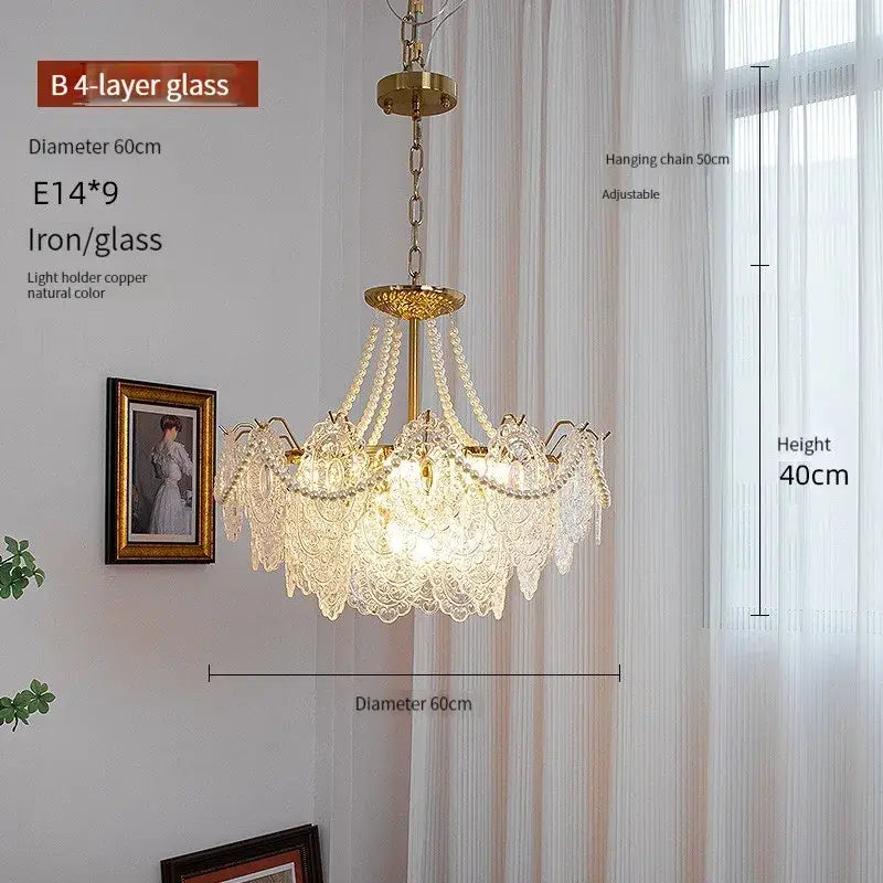 Modern french gold and clear glass led chandelier living room light
