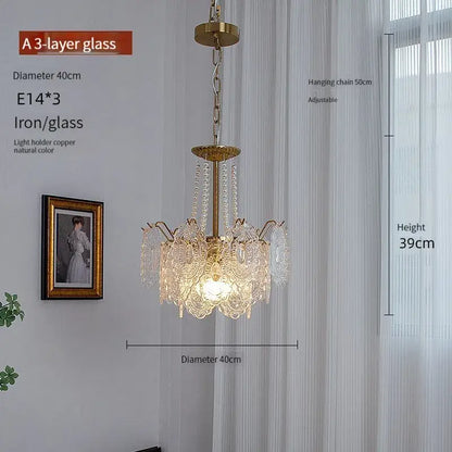 Modern french gold and clear glass led chandelier living room light