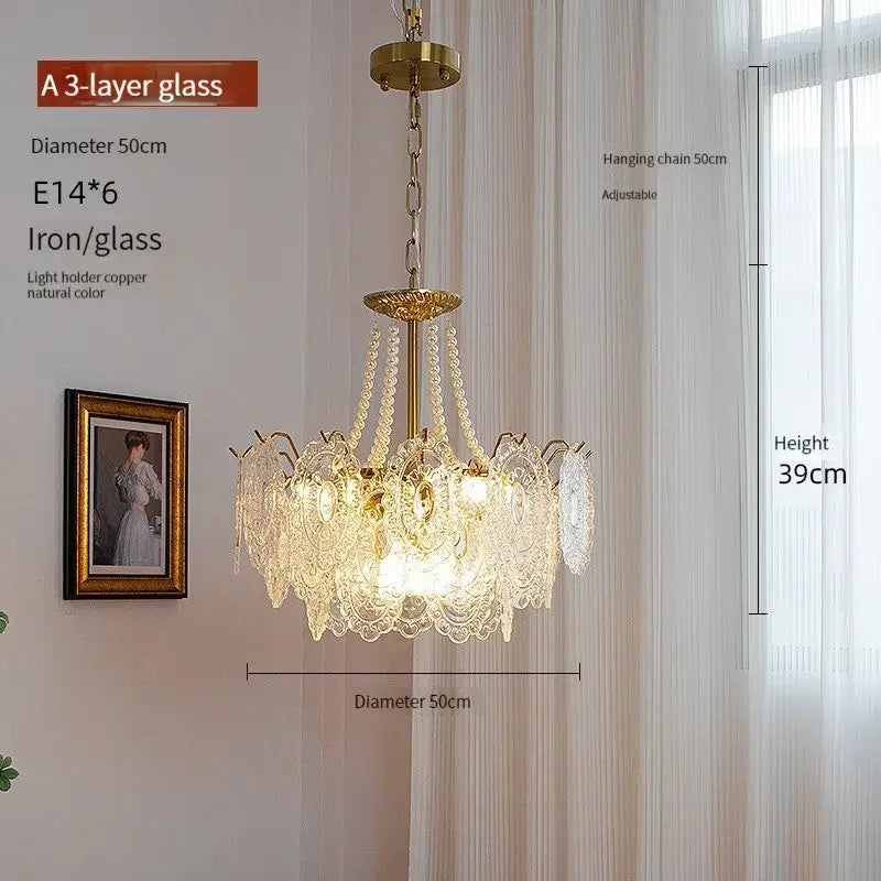 Modern french gold and clear glass led chandelier living room light