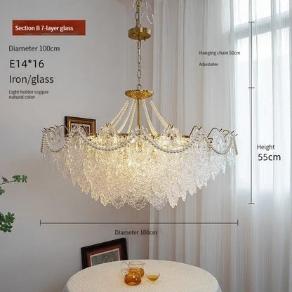 Modern french gold and clear glass led chandelier living room light