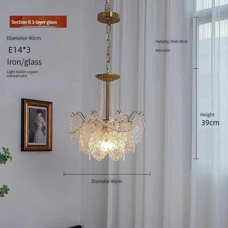 Modern french gold and clear glass led chandelier living room light