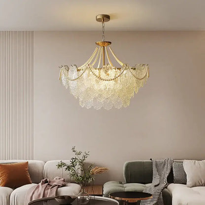 Modern french gold and clear glass led chandelier living room light