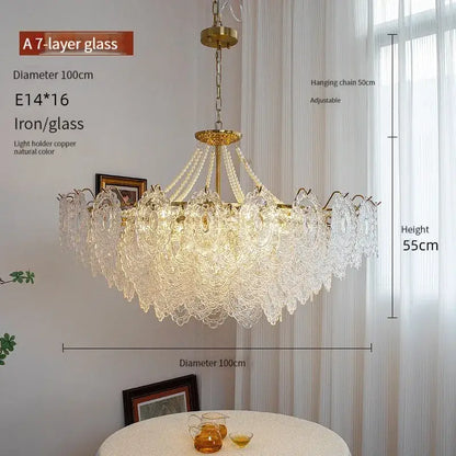 Modern french gold and clear glass led chandelier living room light