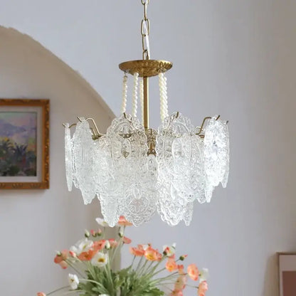 Modern french gold and clear glass led chandelier living room light
