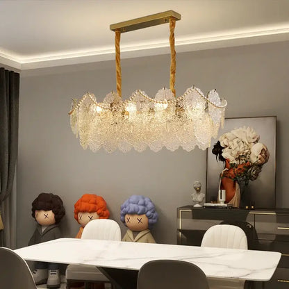 Modern french gold and clear glass led chandelier living room light