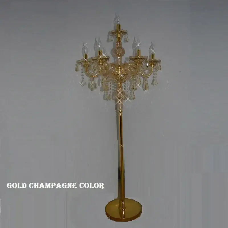 Modern french gold champagne crystal floor lamp living room