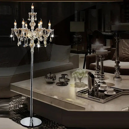 Modern french gold champagne crystal floor lamp living room