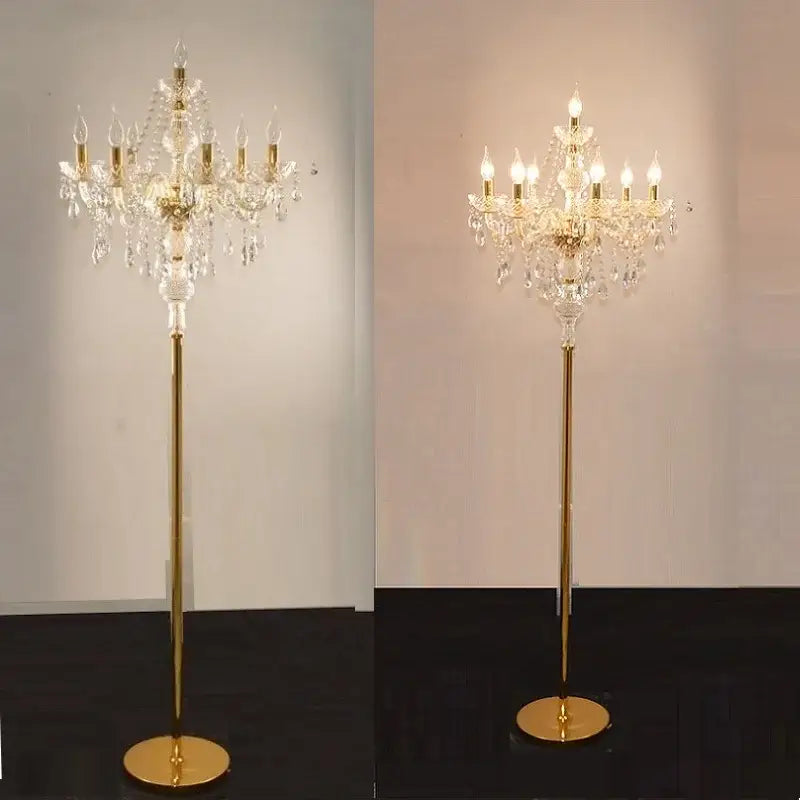 Modern french gold crystal floor lamp for living room