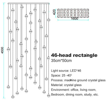 Modern frosted crystal ball chandelier staircase pendant light