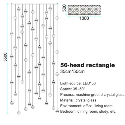 Modern frosted crystal ball chandelier staircase pendant light