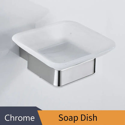 Modern frosted glass and black finish wall mount soap holder bathroom