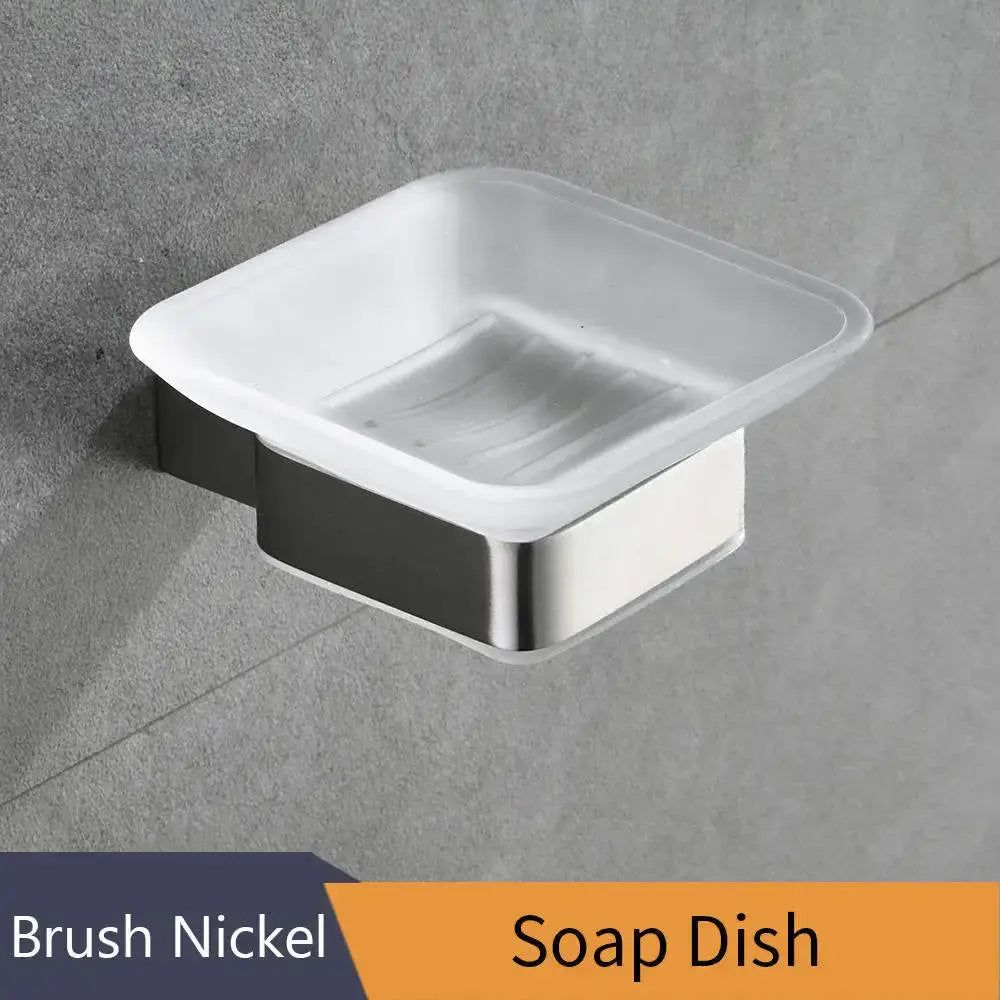 Modern frosted glass and black finish wall mount soap holder bathroom