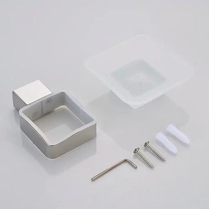 Modern frosted glass and black finish wall mount soap holder bathroom