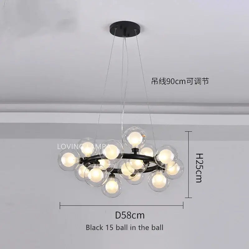 Modern frosted glass ball led chandelier dining room pendant light