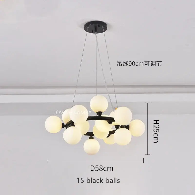 Modern frosted glass ball led chandelier dining room pendant light