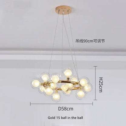 Modern frosted glass ball led chandelier dining room pendant light