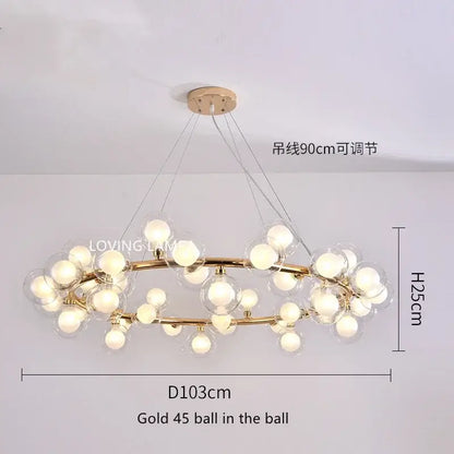 Modern frosted glass ball led chandelier dining room pendant light