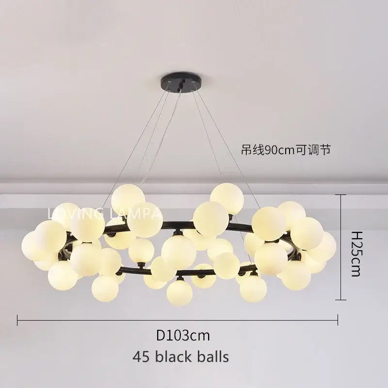 Modern frosted glass ball led chandelier dining room pendant light