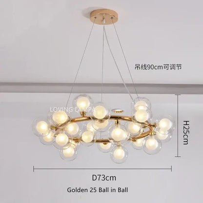 Modern frosted glass ball led chandelier dining room pendant light