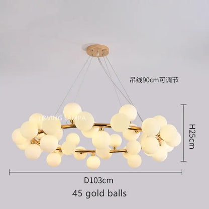 Modern frosted glass ball led chandelier dining room pendant light
