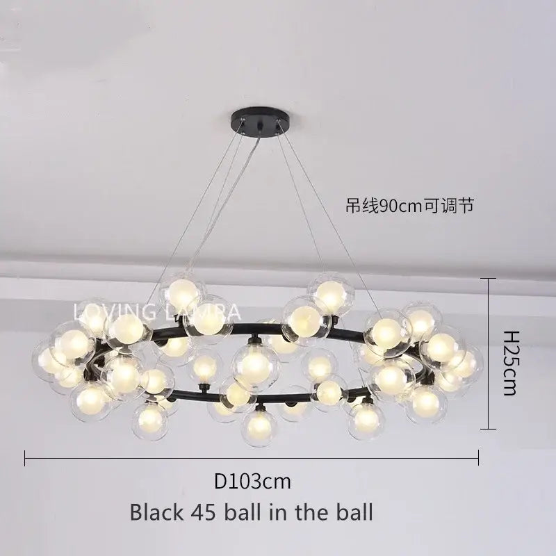 Modern frosted glass ball led chandelier dining room pendant light