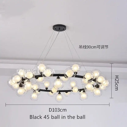 Modern frosted glass ball led chandelier dining room pendant light