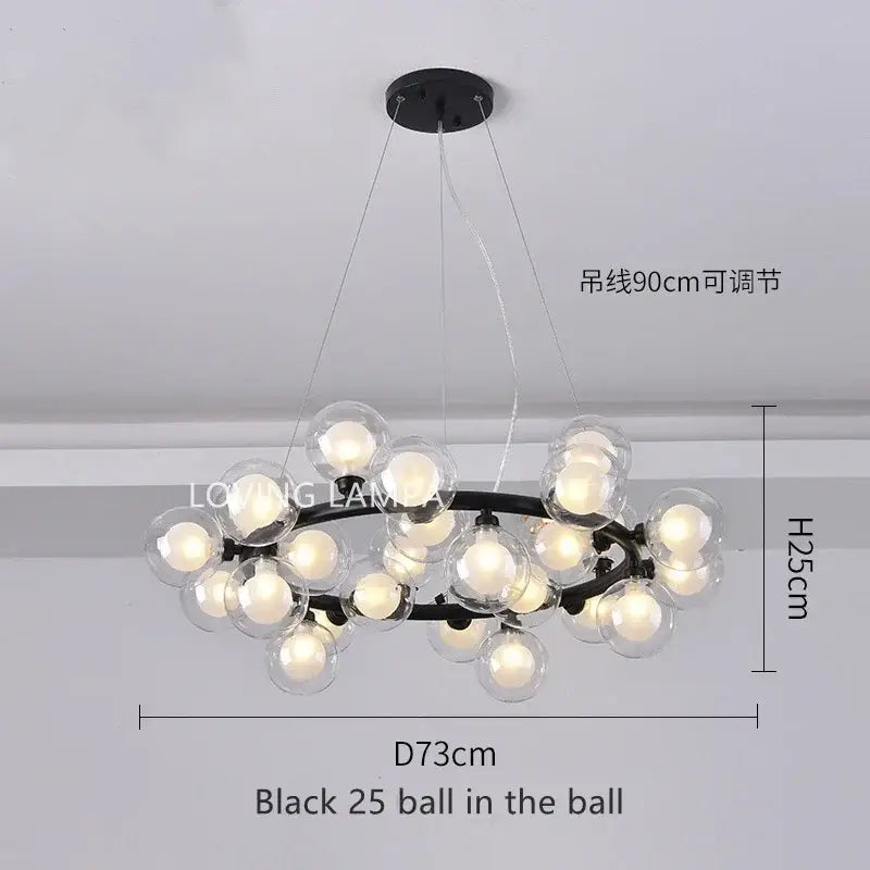 Modern frosted glass ball led chandelier dining room pendant light