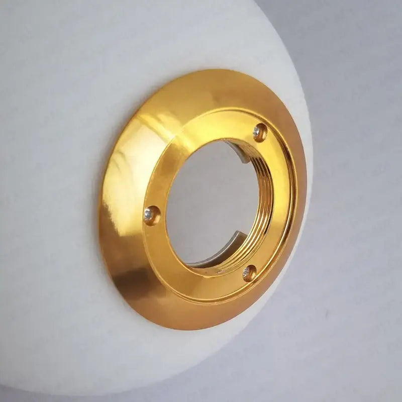 Modern frosted glass ball pendant light with gold ring for bedroom