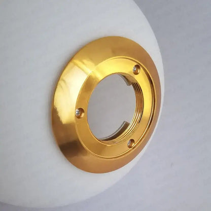 Modern frosted glass ball pendant light with gold ring for bedroom