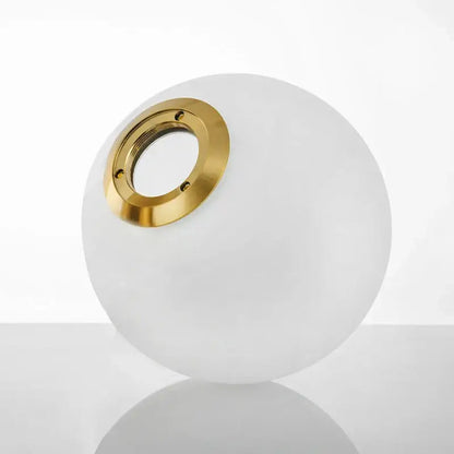 Modern frosted glass ball pendant light with gold ring for bedroom