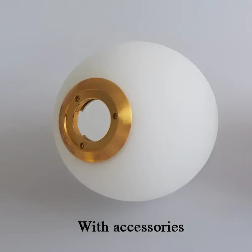 Modern frosted glass ball pendant light with gold ring for bedroom