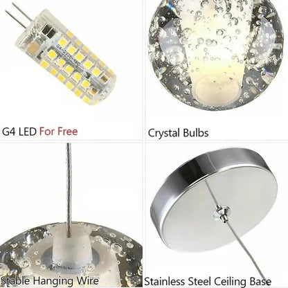 Modern frosted glass crystal ceiling chandelier staircase pendant light