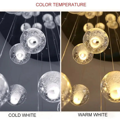 Modern frosted glass crystal ceiling chandelier staircase pendant light