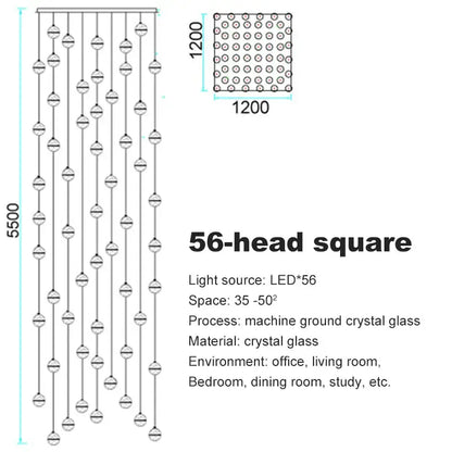 Modern frosted glass crystal ceiling chandelier staircase pendant light