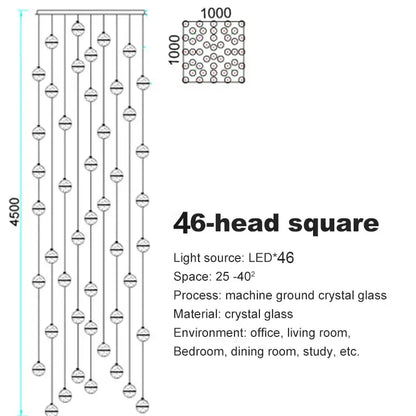 Modern frosted glass crystal ceiling chandelier staircase pendant light
