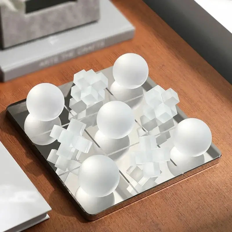 Modern frosted glass geometric tic tac toe set living room decor