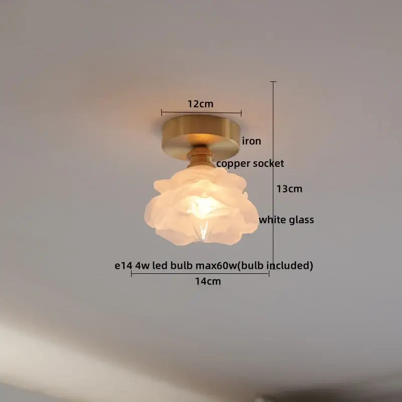 Modern frosted glass led ceiling light corridor flower lamp