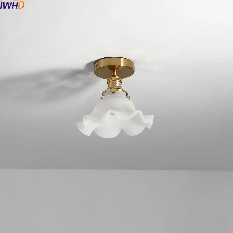 Modern frosted glass led ceiling light corridor flower lamp