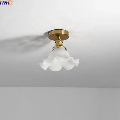 Modern frosted glass led ceiling light corridor flower lamp