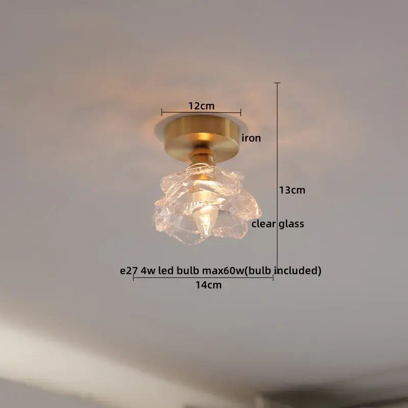 Modern frosted glass led ceiling light corridor flower lamp